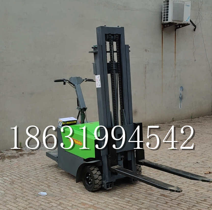 北关区优程全电动叉车插腿式堆高车液压装卸车1.5吨升高小型站驾式铲车